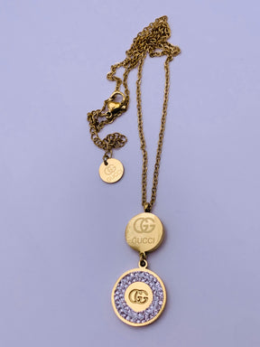 GC Charm Necklace & Studs Set